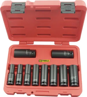 10 Piece AF x 1/2-Inch Drive Deep Impact Socket Set KC Tools