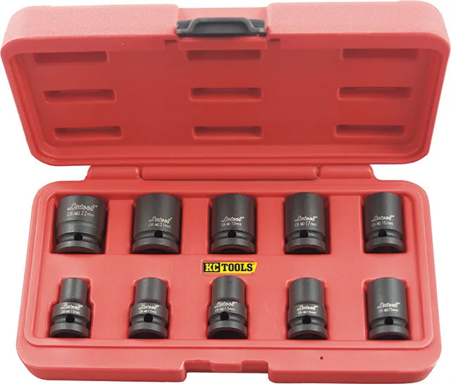 10 Piece Metric x 1/2-Inch Drive Standard Impact Socket Set KC Tools