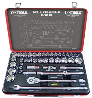 1/2" Drive Socket Set, AF & Metric 43 Piece KC Tools