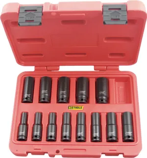 13 Piece Metric x 3/8-Inch Drive Deep Impact Socket Set KC Tools