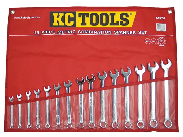 15 Piece Spanner Set, Combination, 7mm - 21mm KC Tools