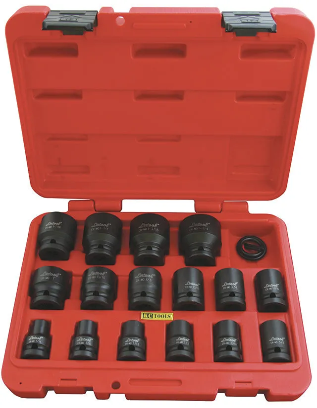 16 Piece AF x 1/2-Inch Drive Standard Impact Socket Set KC Tools