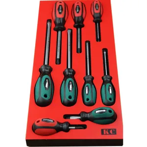 164 X 400 X 22mm Insert Tray & 9 Screwdrivers KC Tools