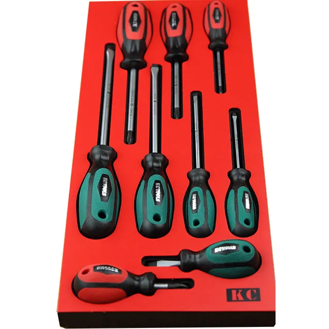 164 X 400 X 22mm Insert Tray & 9 Screwdrivers KC Tools