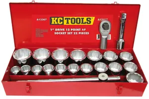 1" Drive Socket Set, AF 22 Piece KC Tools
