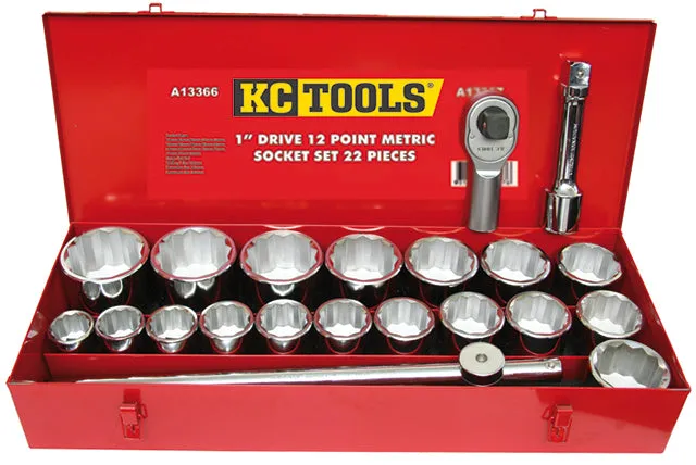 1" Drive Socket Set, Metric 22 Piece KC Tools