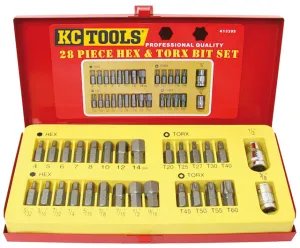 28 Piece Bit Set, Hex & Star KC Tools