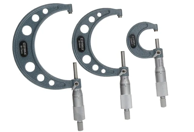 3Piece Micrometer Set 0-25; 25-50; 50-75 KC Tools