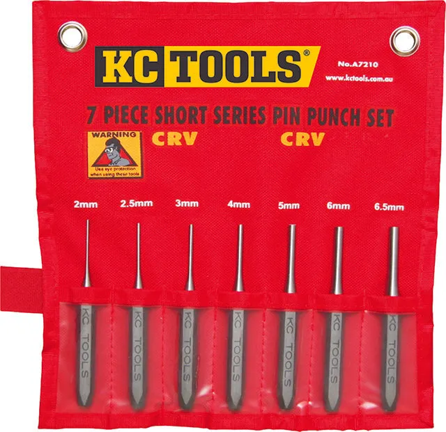 7 Piece Punch Set, Pin, Short Series KC Tools